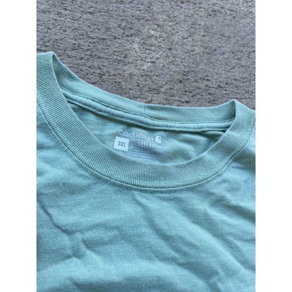 VTG Carhartt Shirt Mens 3XL Green Loose Fit Pocket Tee Workwear Tagless Crewneck - Picture 7 of 12